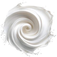 Dynamic swirling milk splash frozen in time with elegant spiral form