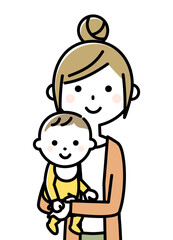 赤ちゃんを抱っこするママ