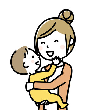 赤ちゃんを抱っこするママ