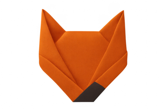 Origami fox head creating geometric animal shape