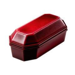 Isolated red coffin on a black background, with a clean white background