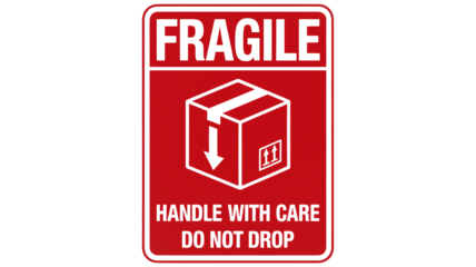 Ensure safe delivery with this essential fragile handling warning label featuring a box icon and clear instructions
