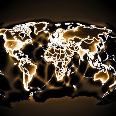 An antique map of the world overlaid with glowing blockchain network lines