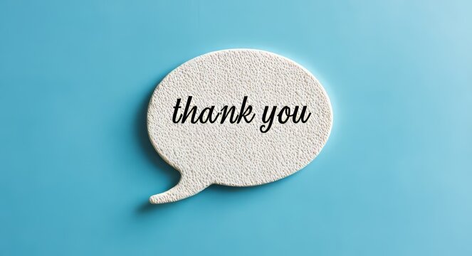 Express appreciation with this bold "THANK YOU" speech bubble message