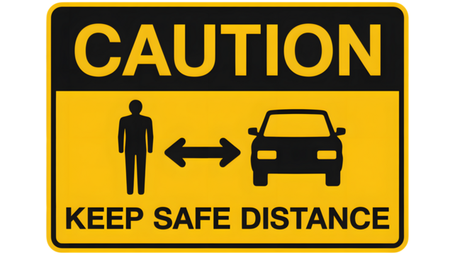 Essential caution sign alerts drivers and pedestrians to maintain safe distance for enhanced road safety and public awareness
