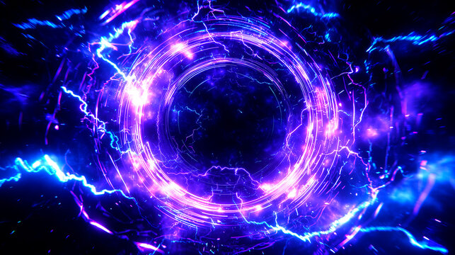紫の電流エネルギーリング・テクノロジー背景素材（IT・サイバー・エネルギー）