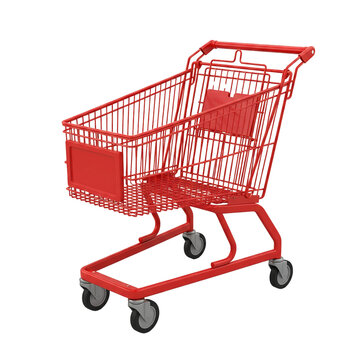 Red Shopping Cart isolated transparent background