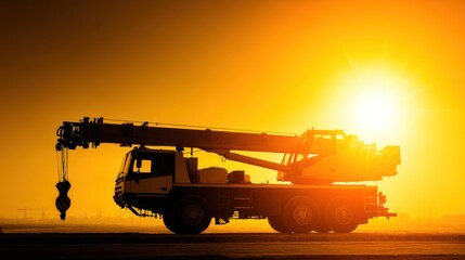 Crane silhouette in sunlight