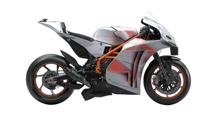 Fototapeta premium Racing Motorcycle's Power and Speed: A sleek racing motorcycle, radiating power and speed, showcases its aerodynamic design and cutting-edge technology.