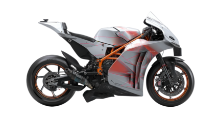 Racing Motorcycle's Power and Speed: A sleek racing motorcycle, radiating power and speed, showcases its aerodynamic design and cutting-edge technology.