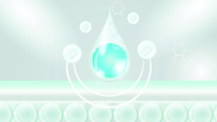 Skincare Serum Drop Absorption and Hydration Concept