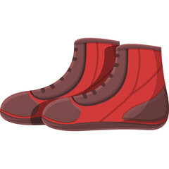 Red Boxing Shoes With Brown Accents And Laces On A Transparent Background