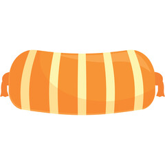 Orange and Cream Striped Bolster Pillow with Tassels on Transparent Background