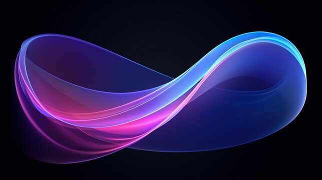 A Mesmerizing Infinite Loop Abstract Design with a Glowing Gradient of Purple and Blue Hues on a Dark Background