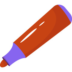 Orange and Purple Marker With Red Tip and White Highlights on a Transparent Background