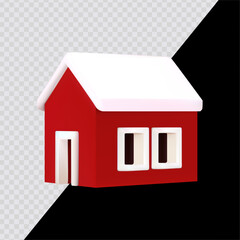 Cartoon house. 3D render style on transparent background. For dark and bright backgrounds.
