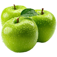 Vibrant fresh green apples with dew droplets lush healthy fruit nature's sweet bounty
