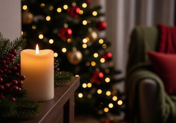 Christmas scenes and candle imagery