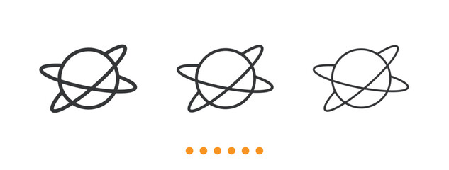 Planet and Orbit Rings icon. Thin line icon vector © Bradericon