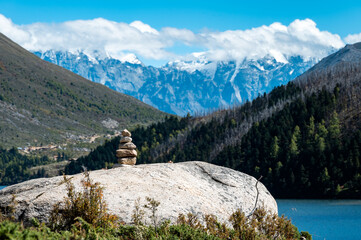Snow-capped mountains and forests of the Qinghai-Tibet Plateau