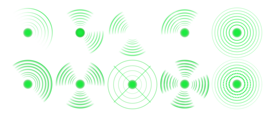 Glowing green circular radar with scanning motion and digital pulse. Abstract sonar interface symbolizing technology, navigation, and surveillance design.
