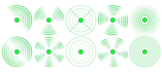 Digital green radar display with signal rotation and scanning circles. Futuristic sonar system concept for navigation, ship, and submarine tracking UI.