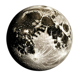 Naklejka premium Detailed full moon with visible impact craters and surface features