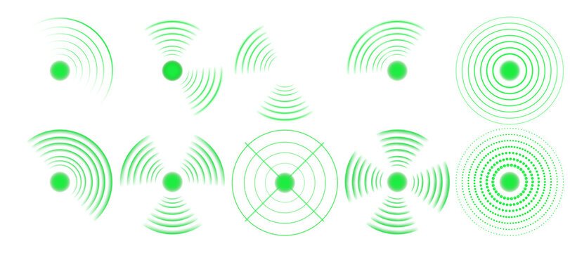 Glowing green circular radar with scanning motion and digital pulse. Abstract sonar interface symbolizing technology, navigation, and surveillance design. - Powered by Adobe