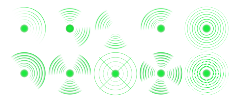 Glowing green circular radar with scanning motion and digital pulse. Abstract sonar interface symbolizing technology, navigation, and surveillance design.