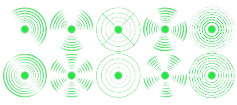 Digital green radar display with signal rotation and scanning circles. Futuristic sonar system concept for navigation, ship, and submarine tracking UI.