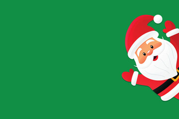 Santa Claus Christmas Card Copy Space Vector Green Background