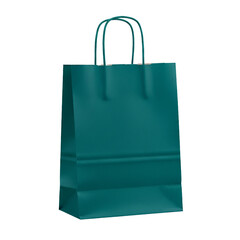 Fashionable Teal Shopping Bag isolated on transparent background