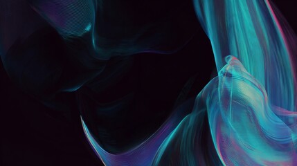 Obraz premium Colorful abstract wavy light forms against dark background.