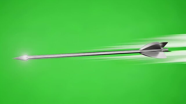 Arrow Flying Through Air on Green Background.relevant green screen