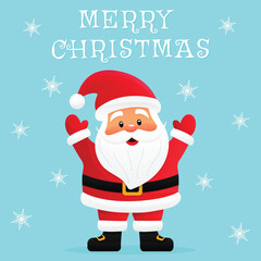 Merry Christmas Card Cute Santa Claus Snowflakes Vector