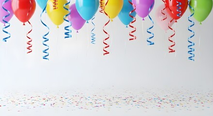 Celebrate with vibrant balloons and confetti, perfect for parties, birthdays, and joyful events or announcements