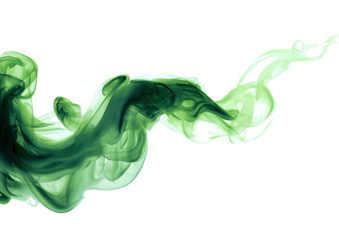 Green, ethereal smoke curling against a black backdrop