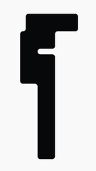 Black abstract shape, flat clip art