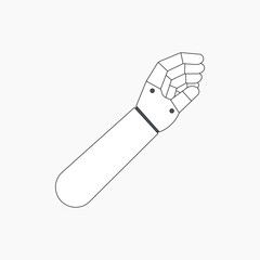 Robotic hand gesture, flat collage element vector