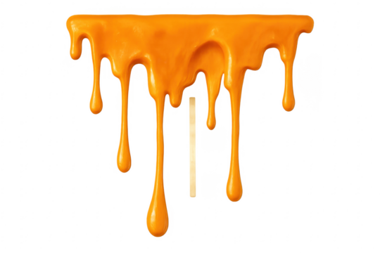 Orange liquid sauce dripping flowing transparent background