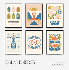 A modern set of vector posters inspired by meditation and calm energy. Abstract yoga poses, soft organic shapes, and serene design — perfect for wall art and mindful interiors.