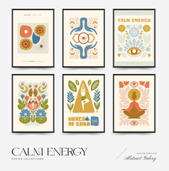 A modern set of vector posters inspired by meditation and calm energy. Abstract yoga poses, soft organic shapes, and serene design — perfect for wall art and mindful interiors.