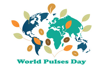 World Pulses Day Illustrated Map with Pulses by Continent