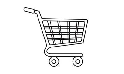 Shopping cart icon simple line drawing of a grocery cart, for web or print