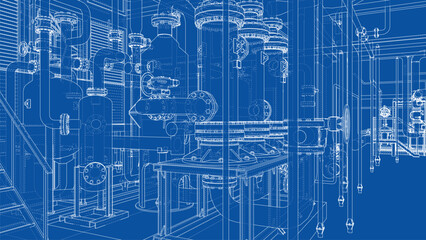Industrial Blueprint Design. Vector