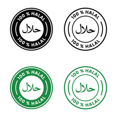 Halal food certified icon. Halal food labels. Halal sign, Vector illustration. Halal food certified sign, logo, badge, icon, sticker, label, emblem, stamp, symbol, black, line, flat vector