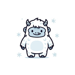 Fototapeta premium Cute cartoon yeti with horns and a friendly smile.