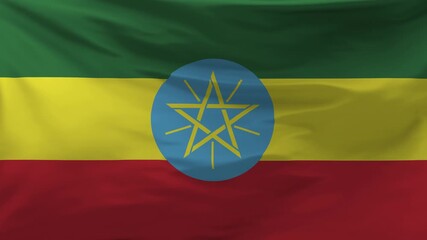 Ethiopia flag is waving in the wind. - Powered by Adobe