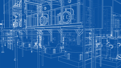 Industrial Blueprint Design. Vector