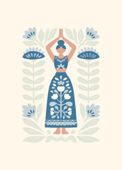 Minimal vector illustration inspired by meditation and calm energy. Features yoga poses, abstract shapes, and natural harmony — perfect for mindful design and modern wall art.